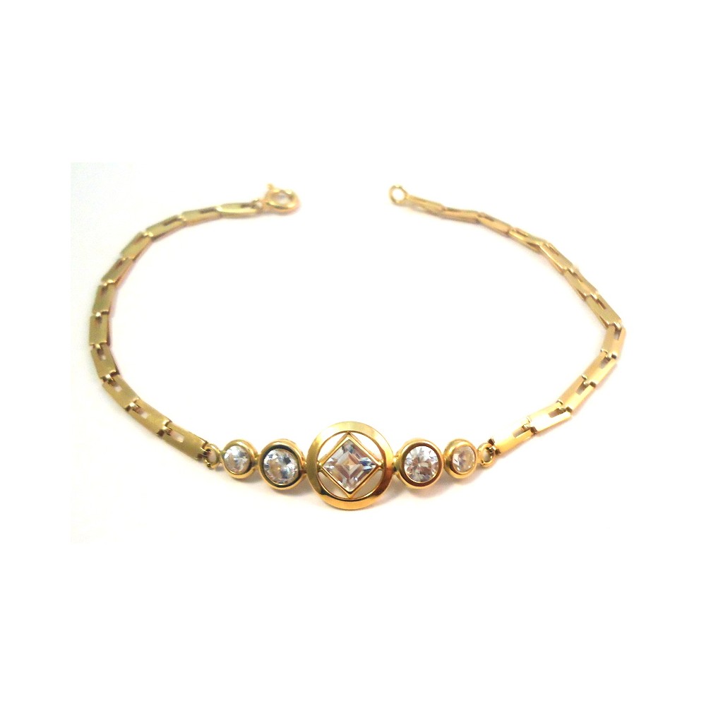 BRACCIALE DA DONNA IN ORO GIALLO 18 KT CON ZIRCONI TAGLIO BRILLANTE