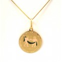 COLLIER EN 18 KT JAUNE OR PENDENTIF SIGNE ASTROLOGIQUE JUMEAUX 