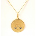 COLLAR EN COLGANTE ORO AMARILLO 18 KT LIBRA SIGNO DEL ZODIACO 