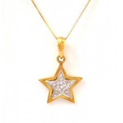 RECARLO collar 18 KT amarillo oro con diamantes y estrellas