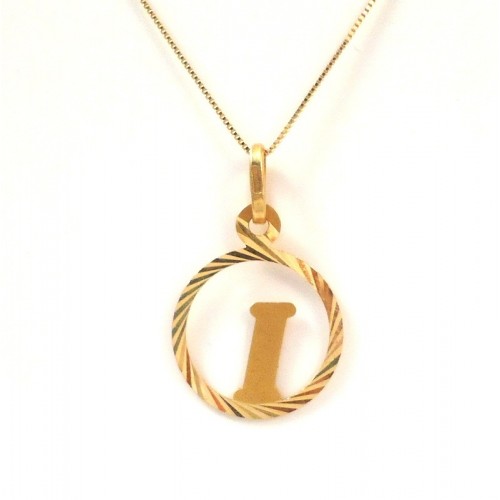 COLLANA CON CIONDOLO LETTERA I INIZIALE IN ORO GIALLO 18 KT