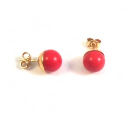 ORECCHINI IN ORO GIALLO 18 KT CON PERLE ROSSE