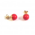 ORECCHINI IN ORO GIALLO 18 KT CON PERLE ROSSE