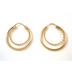 AROS PENDIENTES 18 KT AMARILLO ORO DOBLE CÍRCULO MODELO