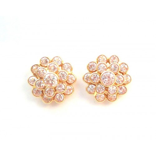 Boucles d'oreilles en 18 KT or jaune avec ZIRCONS blancs 