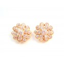 FLOR ARETES EN ORO AMARILLO DE 18 KT CON ZIRCONIA BLANCO 