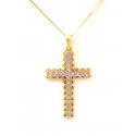 COLLANA VENEZIANA CON CROCE IN ORO GIALLO E BIANCO 18 KT CON DIAMANTI