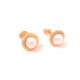 FLOWER EARRINGS IN 18 KT YELLOW GOLD with WHITE PEARLS