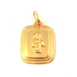 CIONDOLO MEDAGLIETTA ANGELO IN ORO GIALLO 18 KT + COLLANA LACCIO IN OMAGGIO