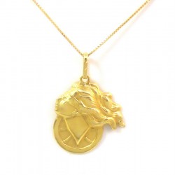 COLLANA CON CIONDOLO PORTAFORTUNA DEA BENDATA IN ORO GIALLO 18 KT