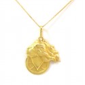 COLLANA CON CIONDOLO PORTAFORTUNA DEA BENDATA IN ORO GIALLO 18 KT