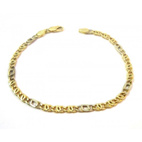 BRACCIALE CATENA DA UOMO IN ORO GIALLO E BIANCO 18 KT 