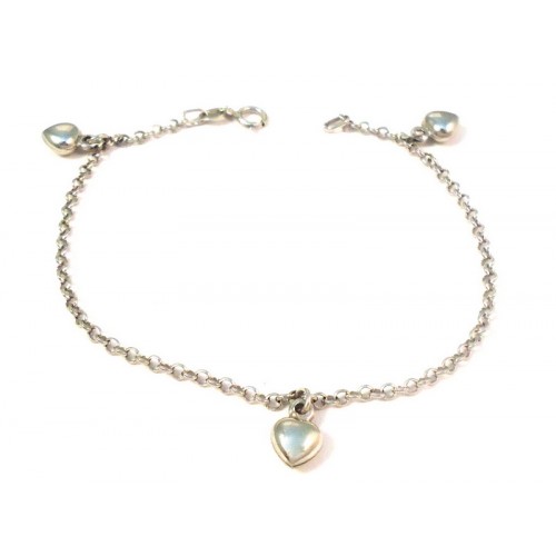 BRACCIALE DA DONNA IN ORO BIANCO 18 KT CON CHARM CUORI