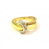 LADIES SOLITAIRE RING IN 18 KT yellow and white gold with DIAMOND