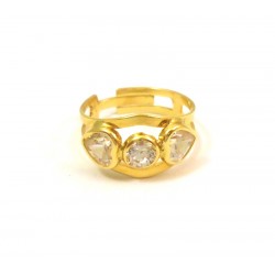 ANELLO DA DONNA IN ORO GIALLO 18 KT CON ZIRCONI BIANCHI 