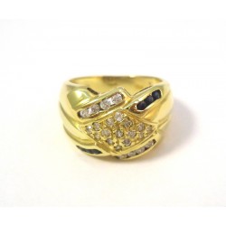 ANELLO DA DONNA IN ORO GIALLO 18 KT CON DIAMANTI E ONICE