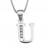 LETTRE INITIALE S PENDENTIF EN OR BLANC RHODIÉ ET ZIRCONIA CUBIQUE 