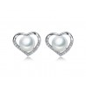 18 KT WHITE GOLD RHODIUM PLATED SILVER EARRINGS with CUBIC ZIRCONIA