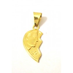 COLGANTE, LA MITAD DE UN CORAZÓN, EN ORO AMARILLO DE 18 KT + COLLAR DE ENCAJE GRATIS