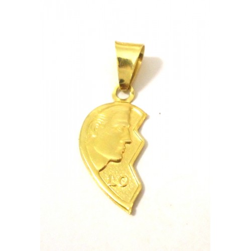 COLGANTE DE ORO 18 KT AMARILLO ELLA MEDIO CORAZÓN + GRATIS COLLAR DE ENCAJE