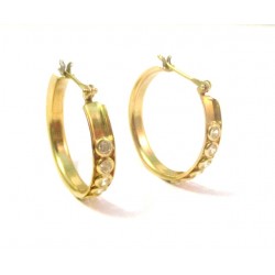 ORECCHINI CERCHI IN ORO GIALLO 18 KT CON ZIRCONI TAGLIO BRILLANTE