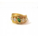 ANELLO DA DONNA IN ORO GIALLO 18 KT CON ZIRCONI BIANCHI E VERDE