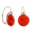 BOUCLES D'OREILLES DOTEA AVEC CORAIL ET DIAMANTS EN OR BLANC 18 KT