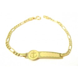 BRACCIALE PIASTRINA BEBE ANCORA IN ORO GIALLO 18 KT 