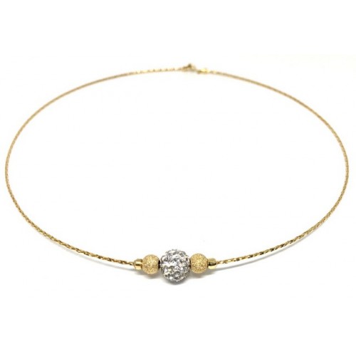 COLLANA COLLIER DA DONNA IN ORO GIALLO 18 KT CON ZIRCONI BIANCHI TAGLIO BRILLANTE