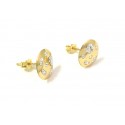 BOUCLES D'OREILLES EN OR JAUNE 18 KT AVEC ZIRCONE TAILLE BRILLANT