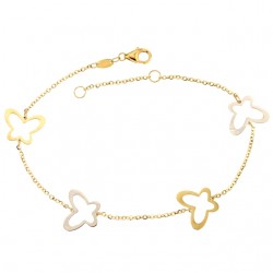 BRACCIALE DA DONNA IN ORO GIALLO E BIANCO 18 KT CON FARFALLE 