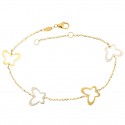 BRACCIALE DA DONNA IN ORO GIALLO E BIANCO 18 KT CON FARFALLE 