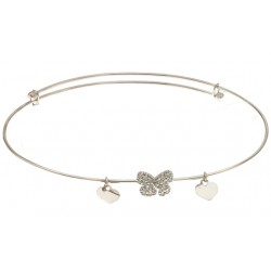 ARMBAND, DAMEN-FESTPLATTE IN WEIßGOLD 18 KT MIT SCHMETTERLING UND HERZEN UND ZIRKONIA 