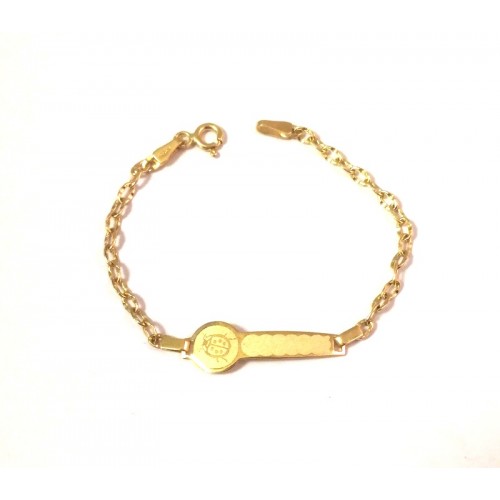 BRACCIALE BAMBINO PIASTRINA CON COCCINELLA IN ORO GIALLO 18 KT