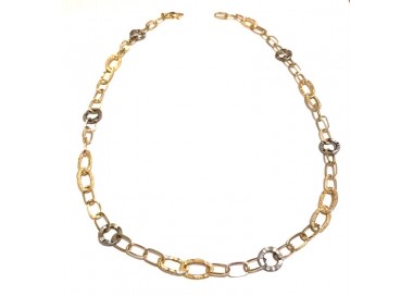 COLLANA DA DONNA CATENA ALTERNATA IN ORO GIALLO E BIANCO 18 KT