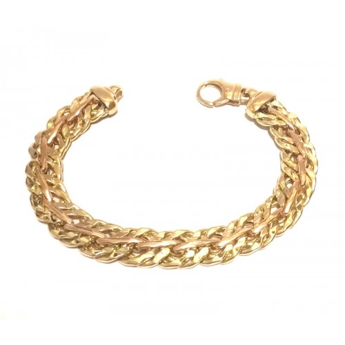 BRACCIALE CATENA DA UOMO IN ORO GIALLO E ROSA 18 KT