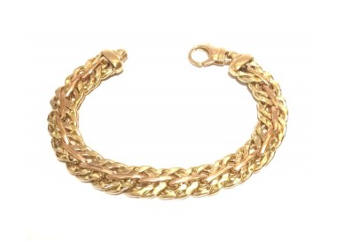 BRACCIALE CATENA DA UOMO IN ORO GIALLO E ROSA 18 KT