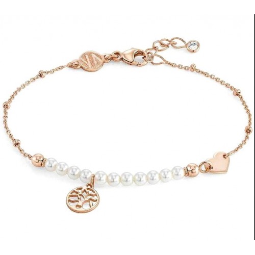 BRACCIALE NOMINATION IN ARGENTO 925 ROSE' CON PERLE E ALBERO DELLA VITA