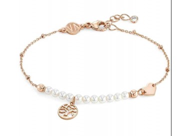 BRACCIALE NOMINATION IN ARGENTO 925 ROSE' CON PERLE E ALBERO DELLA VITA