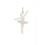 CIONDOLO BALLERINA IN ORO BIANCO 18 KT CON ZIRCONI + COLLANA LACCIO IN OMAGGIO