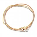 BRACCIALE TRITTICO UNISEX IN ORO GIALLO BIANCO E ROSA 18 KT MAGLIA POP CORN