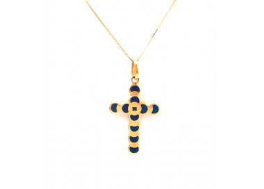 COLLANA UOMO CON CROCE IN ORO GIALLO 18 KT