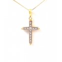 COLLANA CON CROCE IN ORO GIALLO E BIANCO 18 KT CON DIAMANTI