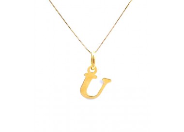 COLLANA UNISEX IN ORO GIALLO 18 KT CON LETTERA INIZIALE U