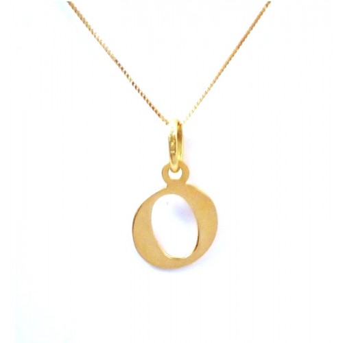 COLLANA UNISEX IN ORO GIALLO 18 KT CON LETTERA INIZIALE O