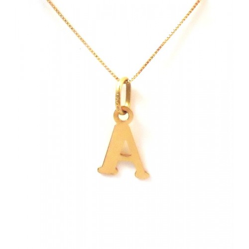 COLLANA UNISEX IN ORO GIALLO 18 KT CON LETTERA INIZIALE A