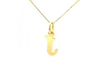 COLLANA UNISEX IN ORO GIALLO 18 KT CON LETTERA INIZIALE T