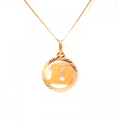 COLLANA CON CIONDOLO LETTERA B INIZIALE IN ORO GIALLO 18 KT