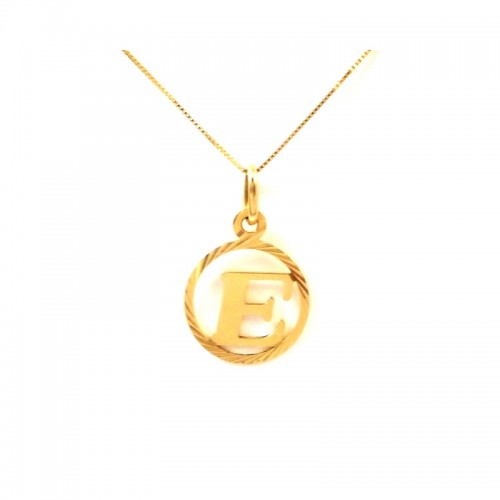 COLLANA CON CIONDOLO LETTERA E INIZIALE IN ORO GIALLO 18 KT