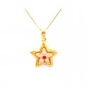 COLLANA DA DONNA IN ORO GIALLO 18 KT CON STELLA E ZIRCONI 